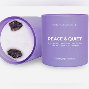 Jill & Ally 14 oz Crystal Manifestation Candle “Peace & Quiet” morning primrose
